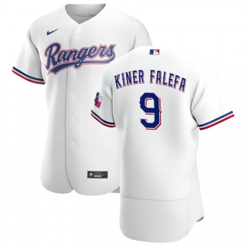 Texas Texas Rangers #9 Isiah Kiner-Falefa Men's White Home 2020 Authentic Player Jersey Men's