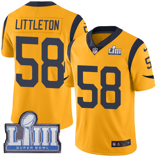 Los Angeles Rams #58 Cory Littleton Gold Super Bowl LIII Bound Youth Stitched Limited Rush Jersey Youth