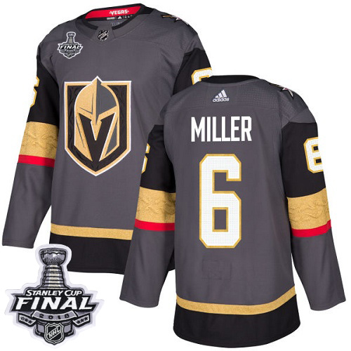 Adidas Golden Vegas Golden Knights #6 Colin Miller Grey Home Authentic 2018 Stanley Cup Final Stitched Youth Jersey Youth