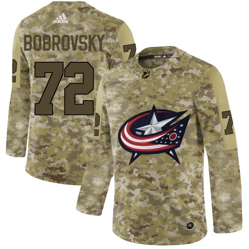 Adidas Columbus Blue Jackets #72 Sergei Bobrovsky Camo Authentic Stitched Jersey Men's