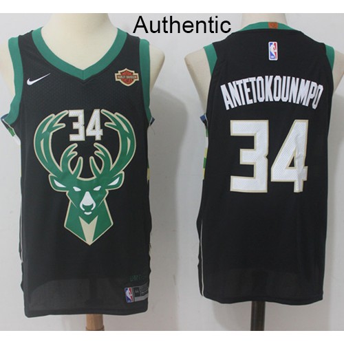 Milwaukee Bucks #34 Giannis Antetokounmpo Black Authentic Statement Edition Jersey Mens