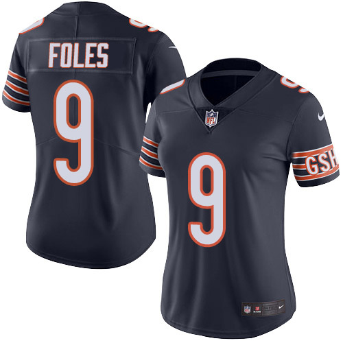 Chicago Bears #9 Nick Foles Navy Blue Team Color Women's Stitched Vapor Untouchable Limited Jersey Womens