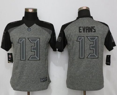 Buccaneers #13 Mike Evans Gray Women's Stitched Limited Gridiron Gray Jersey