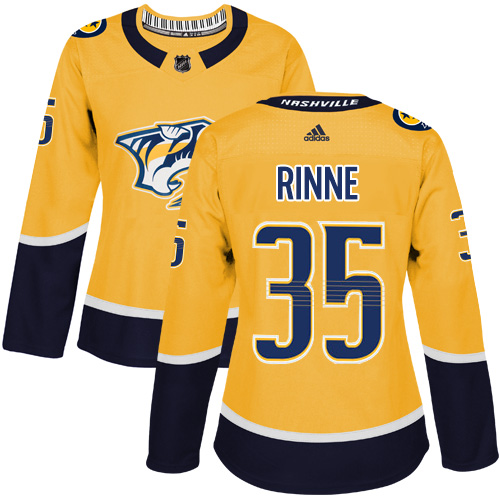 Adidas Nashville Predators #35 Pekka Rinne Yellow Home Authentic Women's Stitched Jersey Womens