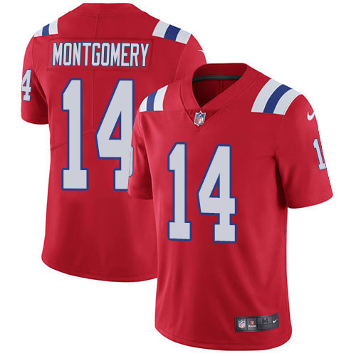 Patriots #14 Ty Montgomery Red Alternate Men's Stitched Vapor Untouchable Limited Jersey