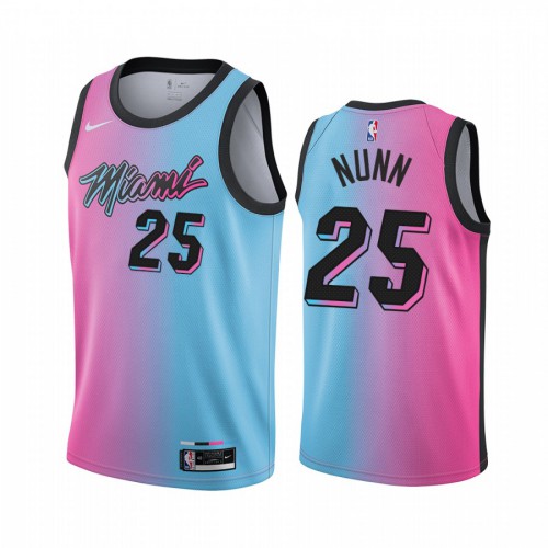 Miami Heat #25 Kendrick Nunn Blue Pink Youth Swingman 2020-21 City Edition Jersey Youth