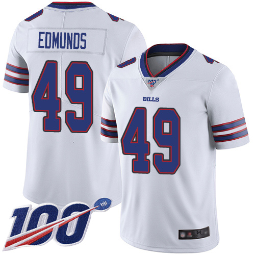 Bills #49 Tremaine Edmunds White Men's Stitched 100th Season Vapor Limited Jersey