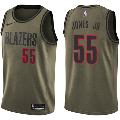 Portland Trail Blazers #55 Derrick Jones Jr Green Salute to Service Youth Swingman Jersey Youth