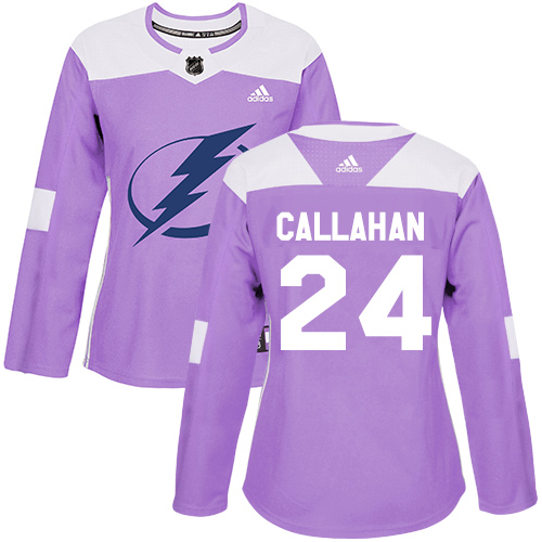 Adidas Tampa Bay Lightning #24 Ryan Callahan Purple Authentic Fights Cancer Women's Stitched Jersey Womens