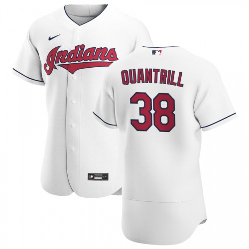 Cleveland Guardians #38 Cal Quantrill Men's White Home 2020 Authentic Team Jersey Men's