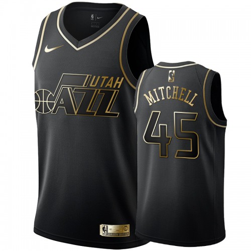 Utah Jazz #45 Donovan Mitchell Mens Black Golden Edition Swingman Jersey Mens