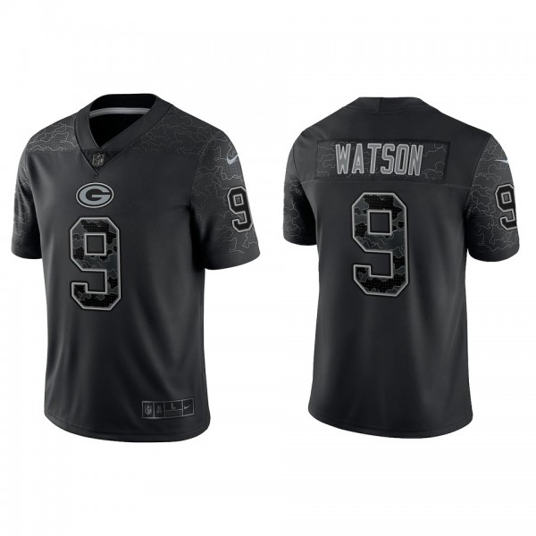 Men's Youth Women's Green Bay Packers #9 Christian Watson Black Reflective Limited Stitched Football Jersey