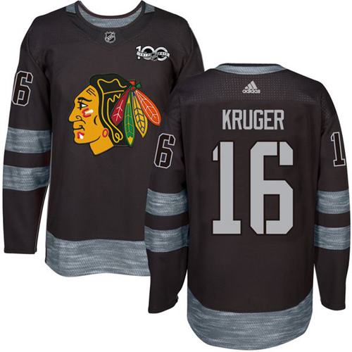 Adidas Chicago Blackhawks #16 Marcus Kruger Black 1917-2017 100th Anniversary Stitched Jersey Men's