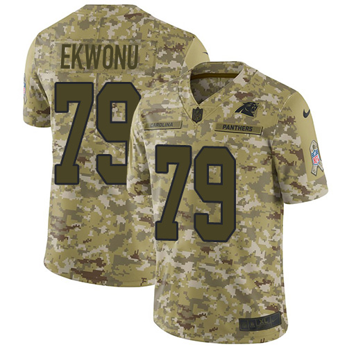 Panthers #79 Ikem Ekwonu Camo Men's Stitched Limited 2018 Salute To Service Jersey