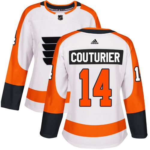 Adidas Philadelphia Flyers #14 Sean Couturier White Road Authentic Women's Stitched Jersey Womens