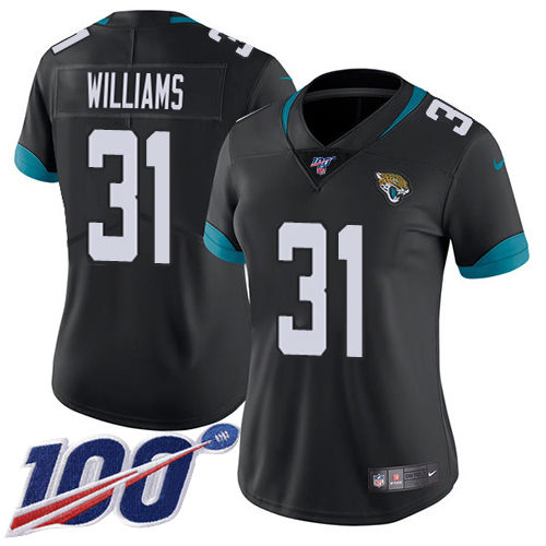 Jaguars #31 Darious Williams Black Team Color Women's Stitched 100th Season Vapor Untouchable Limited Jersey