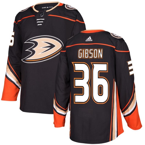 Adidas Anaheim Ducks #36 John Gibson Black Home Authentic Youth Stitched Jersey Youth
