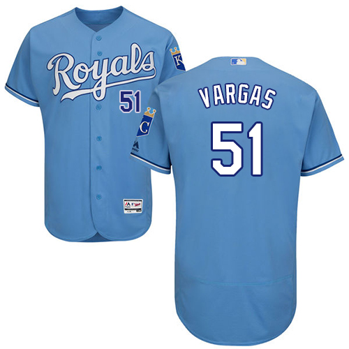 Kansas City Royals #51 Jason Vargas Light Blue Flexbase Authentic Collection Stitched Jersey Men's