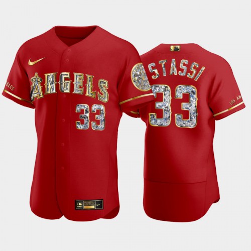 Los Angeles Los Angeles Angels #33 Max Stassi Men's Diamond Edition Jersey - Red Men's