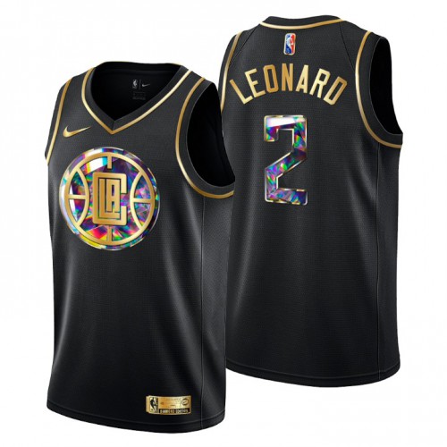 Los Angeles Los Angeles Clippers #2 Kawhi Leonard Mens Golden Edition Diamond Logo 2021/22 Swingman Jersey - Black Mens