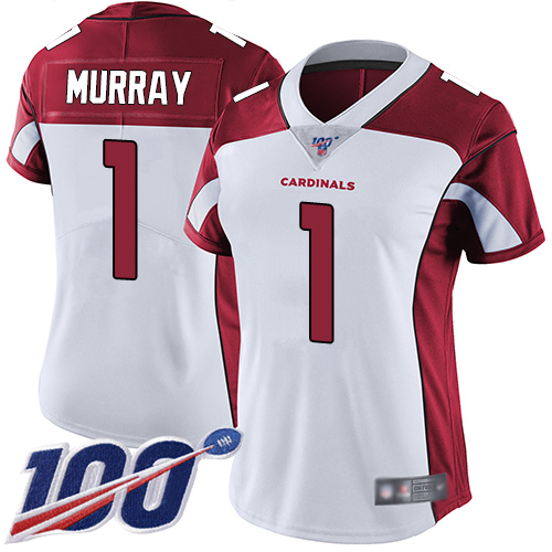 Cardinals #1 Kyler Murray White Women's Stitched 100th Season Vapor Limited Jersey