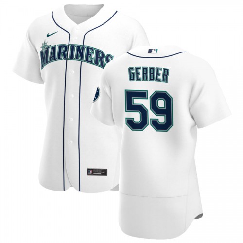 Seattle Seattle Mariners #59 Joey Gerber Men's White Home 2020 Authentic Player Jersey Men's