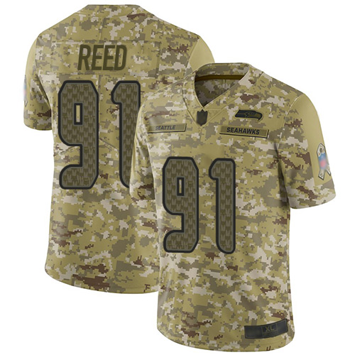 Seattle Seahawks #91 Jarran Reed Camo Men's Stitched Limited 2018 Salute To Service Jersey Men's
