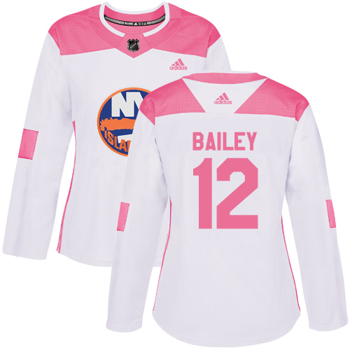 Adidas New York Islanders #12 Josh Bailey White/Pink Authentic Fashion Women's Stitched Jersey Womens