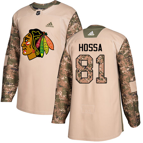 Adidas Chicago Blackhawks #81 Marian Hossa Camo Authentic 2017 Veterans Day Stitched Youth Jersey Youth