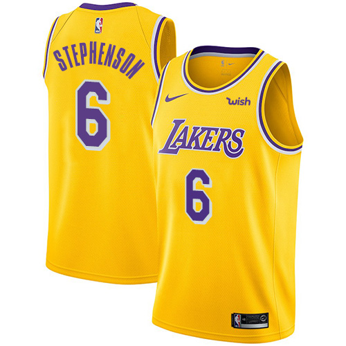 Los Angeles Lakers #6 Lance Stephenson Gold Swingman Icon Edition Jersey Mens