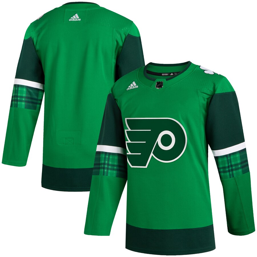 Philadelphia Flyers Blank Men's Adidas 2020 St. Patrick's Day Stitched Jersey Green