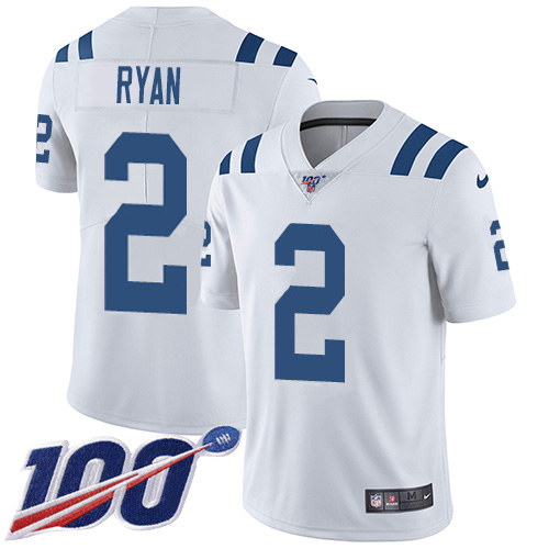 Colts #2 Matt Ryan White Men's Stitched 100th Season Vapor Limited Jersey