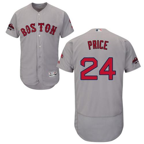 Boston Red Sox #24 David Price Grey Flexbase Authentic Collection 2018 World Series Champions Stitched Jersey Men's