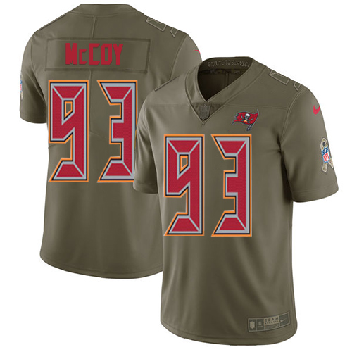Tampa Bay Buccaneers #93 Gerald McCoy Olive Youth Stitched Limited 2017 Salute to Service Jersey Youth