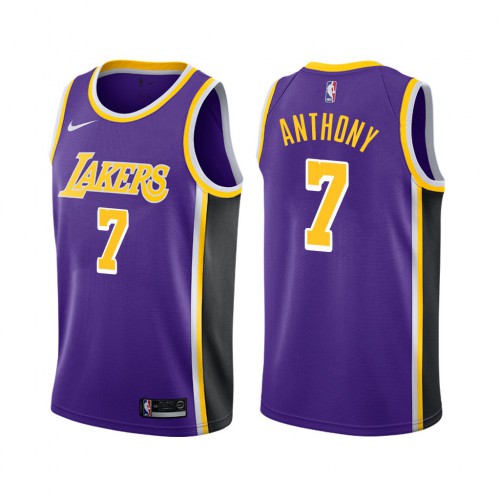 Los Angeles Lakers #7 Carmelo Anthony Purple Swingman Statement Edition Jersey Mens