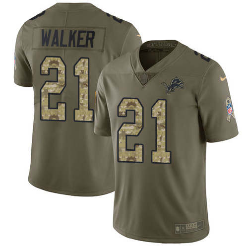 Detroit Lions #21 Tracy Walker Olive/Camo Men's Stitched Limited 2017 Salute To Service Jersey Men's