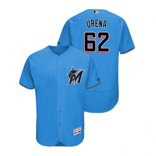 Miami Marlins #62 Jose Urena Blue Alternate 2019 Authentic Collection Flex Base Stitched Jersey Men's