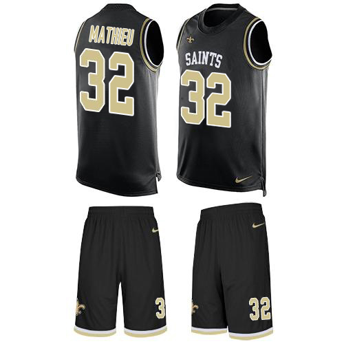 Saints #32 Tyrann Mathieu Black Team Color Men's Stitched Limited Tank Top Suit Jersey