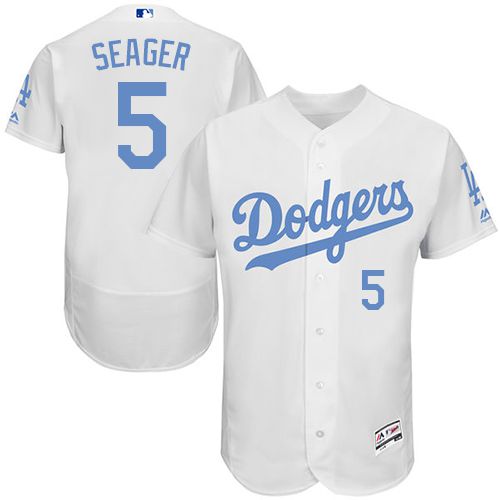 Los Angeles Dodgers #5 Corey Seager White Flexbase Authentic Collection Father's Day Stitched Jersey Men's