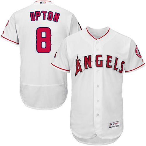 Los Angeles Angels of Anaheim #8 Justin Upton White Flexbase Authentic Collection Stitched Jersey Men's