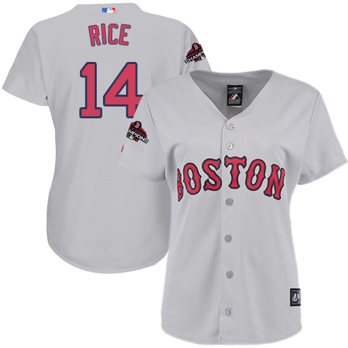 Boston Red Sox #14 Jim Rice Grey Road 2018 World Series Champions Women's Stitched Jersey Womens