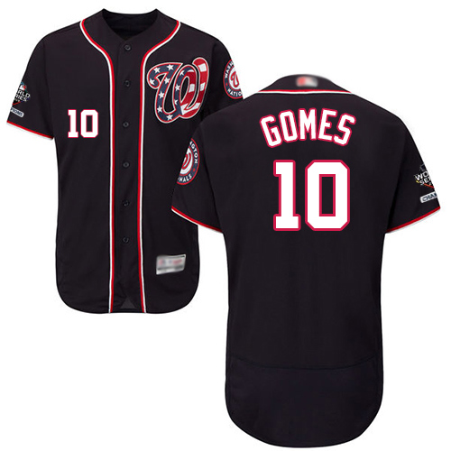 Washington Nationals #10 Yan Gomes Navy Blue Flexbase Authentic Collection 2019 World Series Champions Stitched Jersey Men's