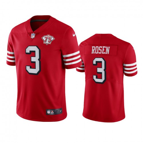 San Francisco 49ers #3 Josh Rosen Red Rush Men's 75th Anniversary Stitched Vapor Untouchable Limited Jersey Men's