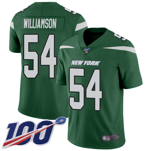 New York Jets #54 Avery Williamson Green Team Color Men's Stitched 100th Season Vapor Limited Jersey Men's