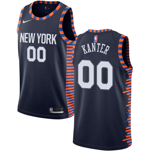 New York Knicks #00 Enes Kanter Navy Swingman City Edition 2018/19 Jersey Mens