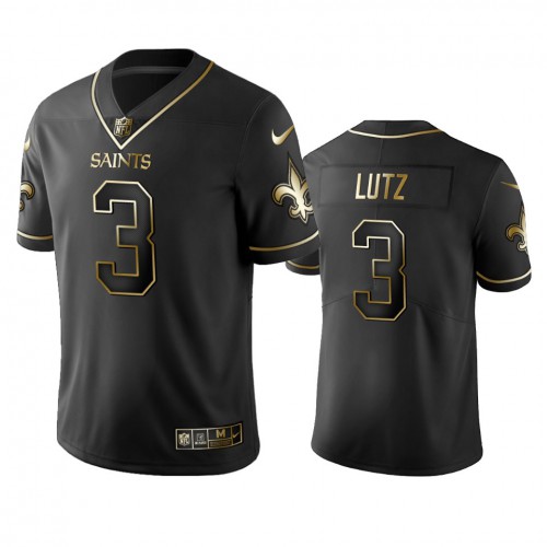 New Orleans Saints #3 Wil Lutz Men's Stitched Vapor Untouchable Limited Black Golden Jersey Men's