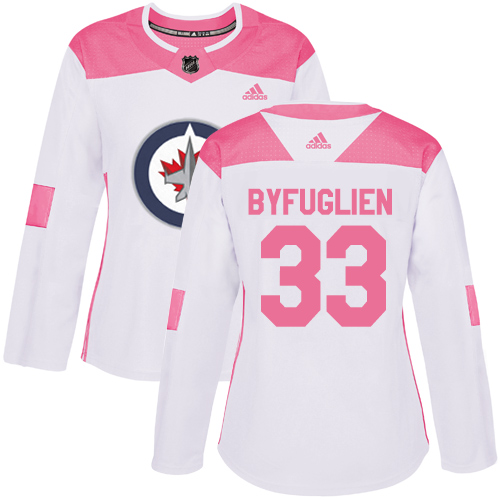 Adidas Winnipeg Jets #33 Dustin Byfuglien White/Pink Authentic Fashion Women's Stitched Jersey Womens