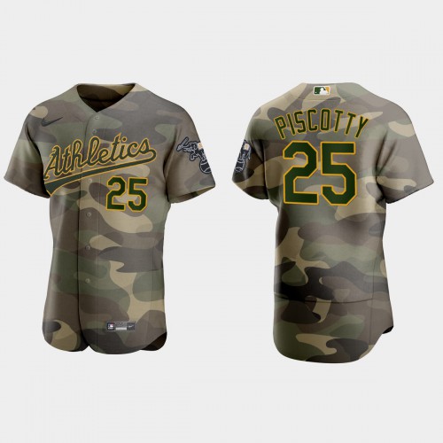 Oakland Oakland Athletics #25 Stephen Piscotty Men's 2021 Armed Forces Day Authentic Jersey -Camo Men's