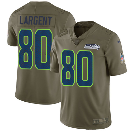 Seahawks #80 Steve Largent Olive Men's Stitched Limited 2017 Salute To Service Jersey
