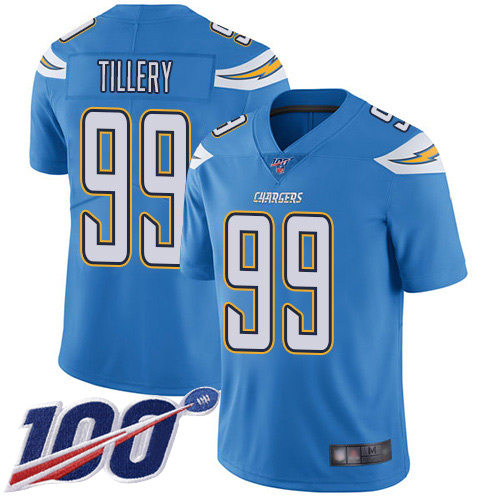 Los Angeles Chargers #99 Jerry Tillery Electric Blue Alternate Men's Stitched 100th Season Vapor Limited Jersey Men's